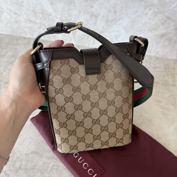 Gucci Supreme GG Canvas/Leather Jackie Small Bucket Crossbody Bag