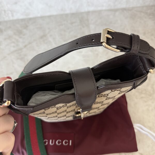 Gucci Supreme GG Canvas/Leather Jackie Small Bucket Crossbody Bag