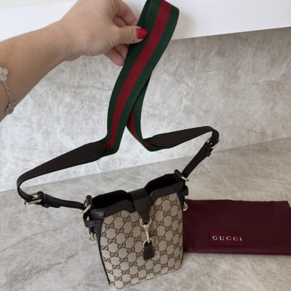 Gucci Supreme GG Canvas/Leather Jackie Small Bucket Crossbody Bag