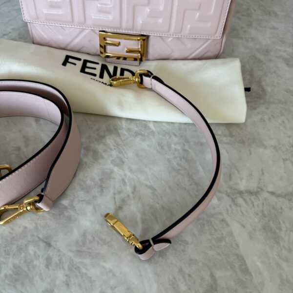 Fendi Nappa FF 1974 Embossed Baguette Rose