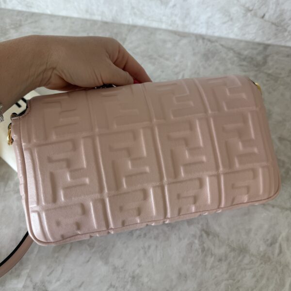 Fendi Nappa FF 1974 Embossed Baguette Rose