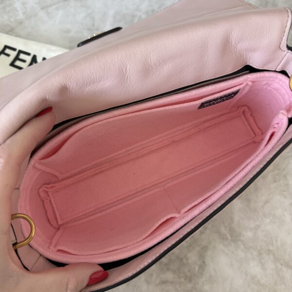 Fendi Nappa FF 1974 Embossed Baguette Rose