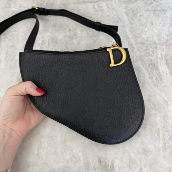 Christian Dior Black Smooth Calfskin Leather Saddle Pouch Crossbody Bag