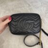 Gucci Calfskin Matelasse Mini GG Marmont Chain Shoulder Bag Black