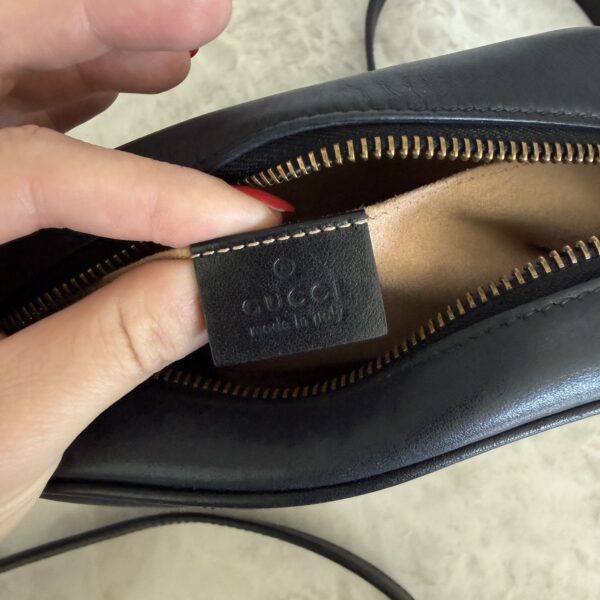 Gucci Calfskin Matelasse Mini GG Marmont Chain Shoulder Bag Black