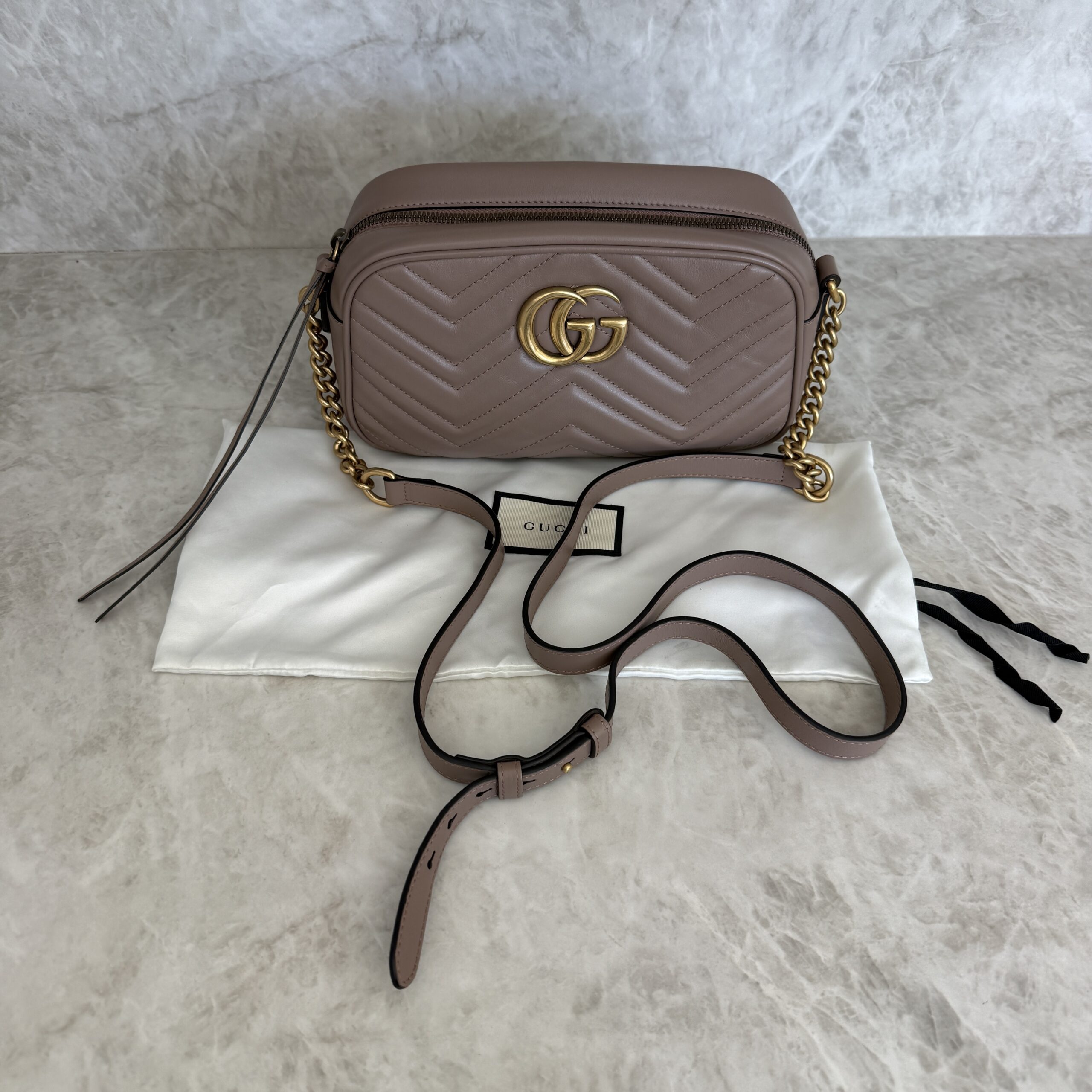 Gucci Matelasse Small GG Marmont Porcelain Rose