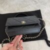 Chanel Shiny Caviar Quilted Turnlock Top Handle Wallet On Chain WOC Black
