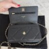 Chanel Shiny Caviar Quilted Turnlock Top Handle Wallet On Chain WOC Black