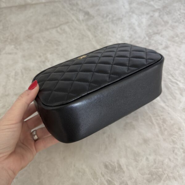 Chanel Curvy Cosmetic Pouch Quilted Caviar Medium