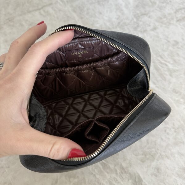 Chanel Curvy Cosmetic Pouch Quilted Caviar Medium