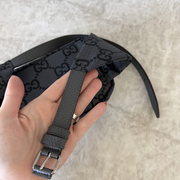 Gucci Recycled Polyester Monogram Jumbo GG Belt Bag Black / Grey