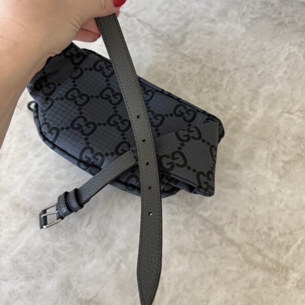 Gucci Recycled Polyester Monogram Jumbo GG Belt Bag Black / Grey