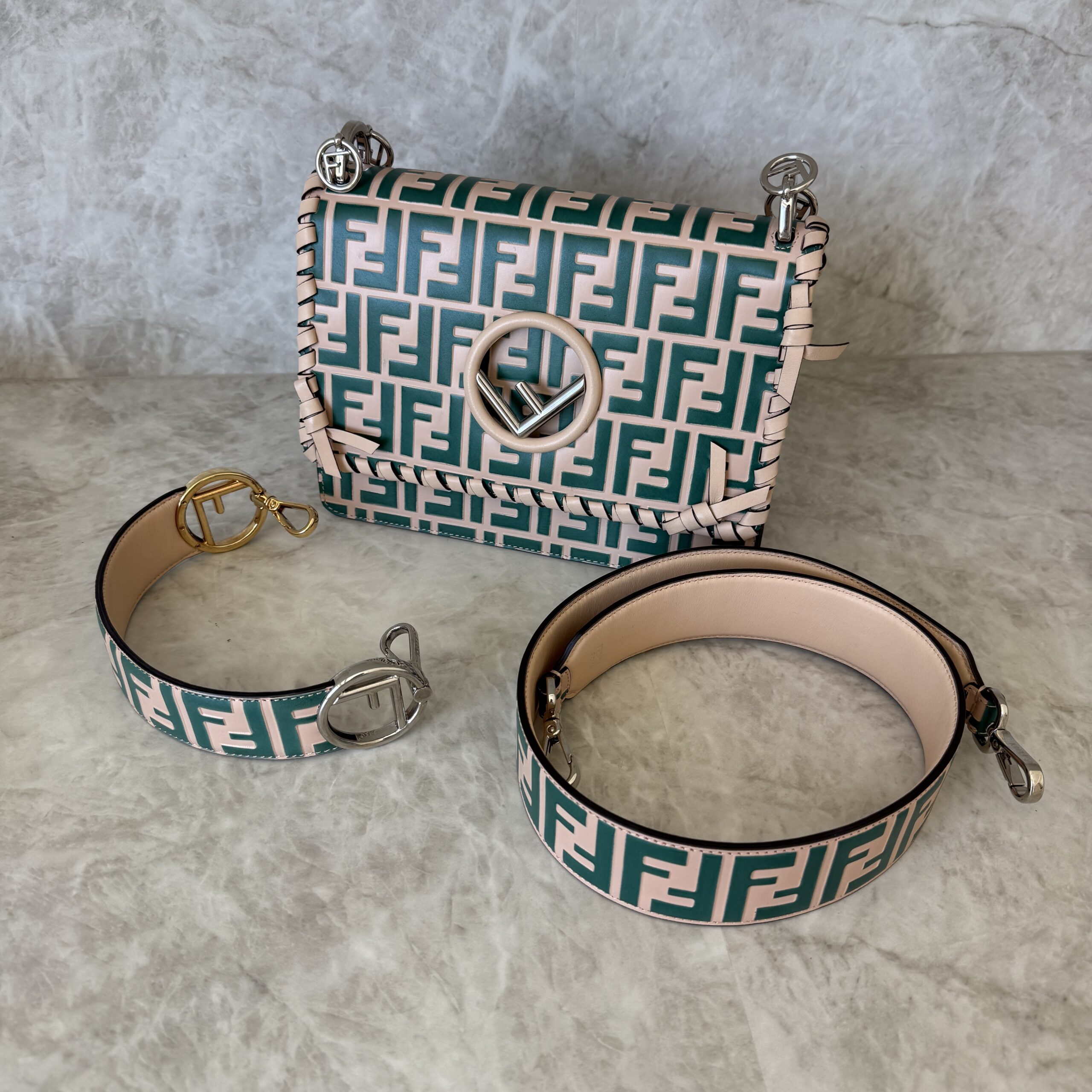 Fendi Leather Kan I F Logo Shoulder Bag