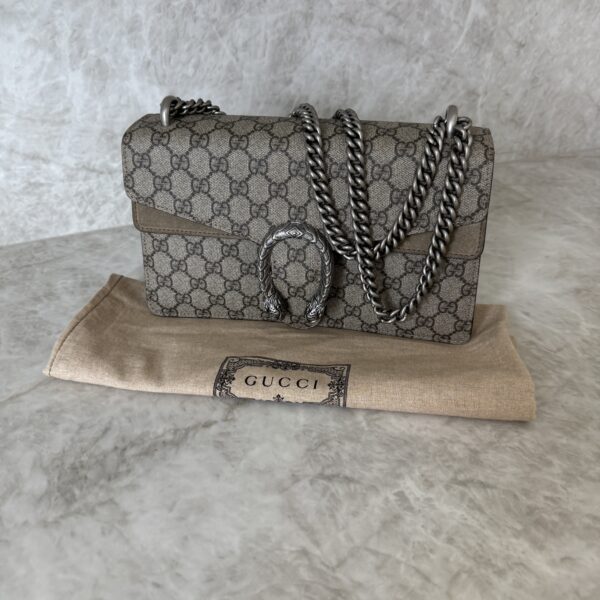 Gucci GG Supreme Monogram Small Dionysus Shoulder Bag Taupe