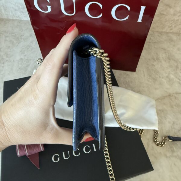 Gucci Dollar Calfskin Interlocking G Chain Wallet Caspian