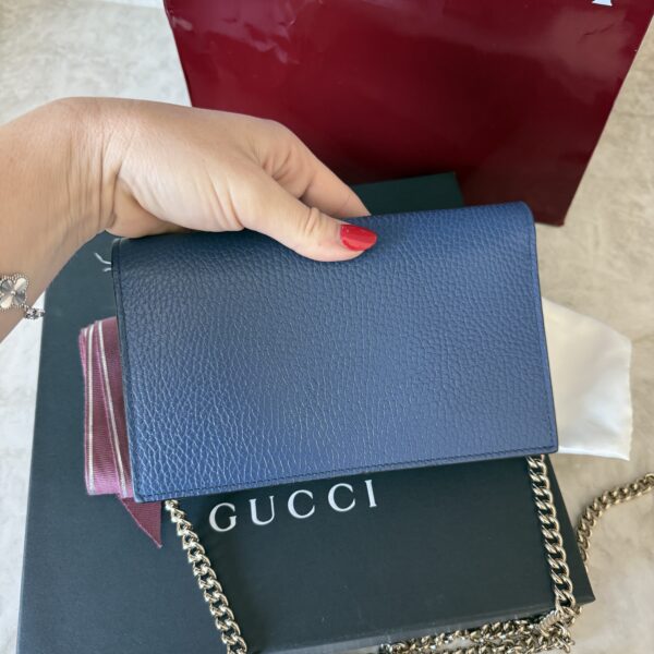 Gucci Dollar Calfskin Interlocking G Chain Wallet Caspian