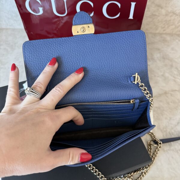 Gucci Dollar Calfskin Interlocking G Chain Wallet Caspian