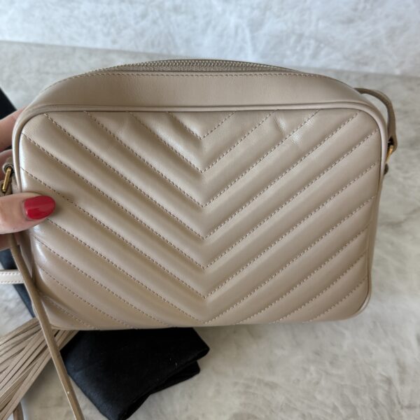 Saint Laurent (YSL) Calfskin Monogram Lou Camera Beige Gold Hardware