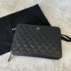 Chanel Caviar Quilted Large Zipped Clutch Black