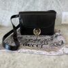 Gucci Textured Calfskin Small Torchon GG Ring Shoulder Bag Black