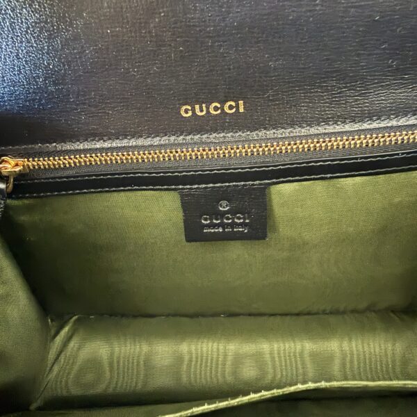 Gucci Textured Calfskin Small Torchon GG Ring Shoulder Bag Black