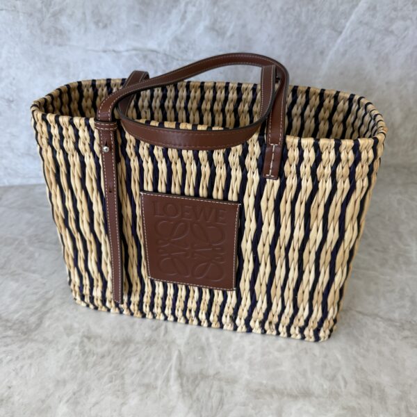 Loewe Paula's Ibiza Square Basket Tote Woven Reed with Leather Small