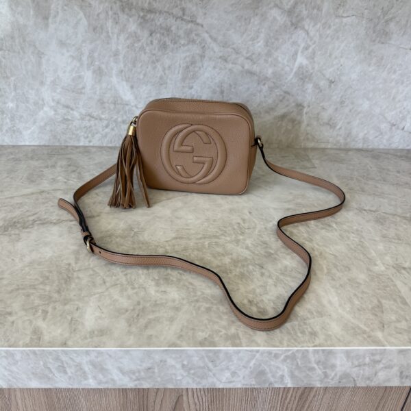 Gucci Calfskin Small Soho Disco Bag Beige