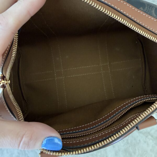 Celine Medium Boston in Triomphe Canvas and Calfskin