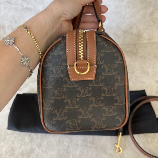 Celine Medium Boston in Triomphe Canvas and Calfskin