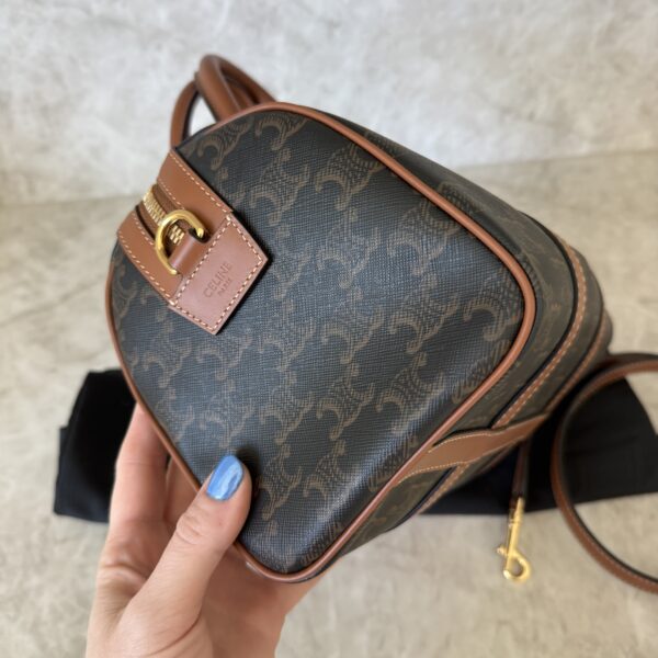 Celine Medium Boston in Triomphe Canvas and Calfskin