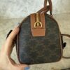 Celine Medium Boston in Triomphe Canvas and Calfskin