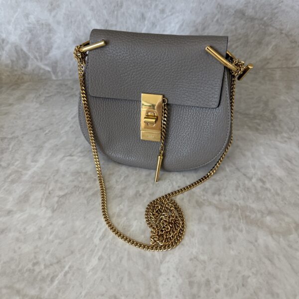 Chloe Grained Lambskin Mini Drew Shoulder Bag Taupe