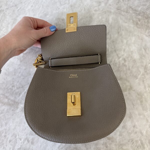 Chloe Grained Lambskin Mini Drew Shoulder Bag Taupe