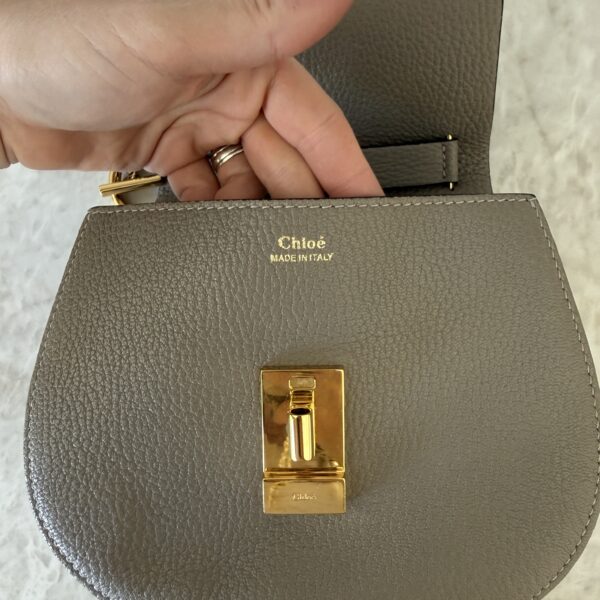 Chloe Grained Lambskin Mini Drew Shoulder Bag Taupe