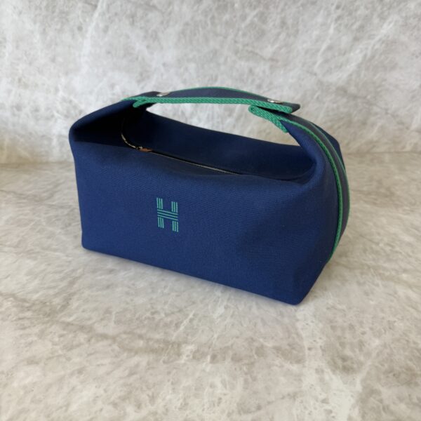 Hermes Canvas Large Bride-A-Brac Pouch Marine