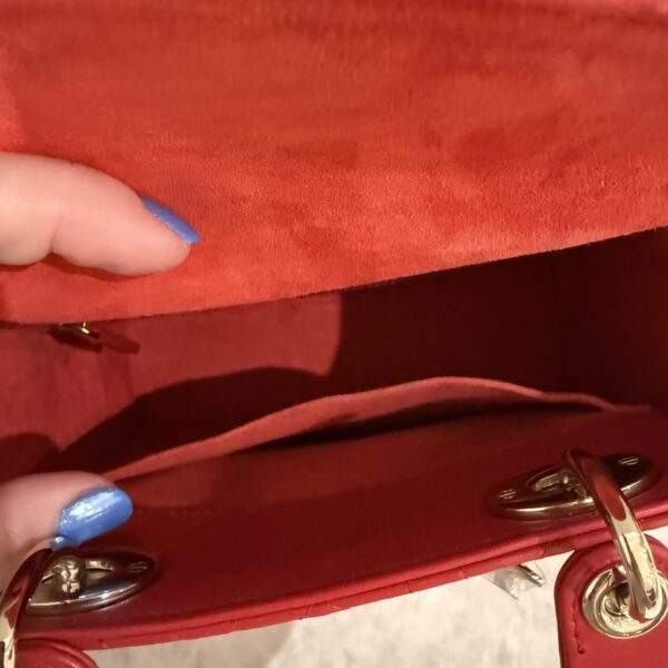 Christian Dior Lambskin Cannage Dioramour Heart Small Lady Dior Red