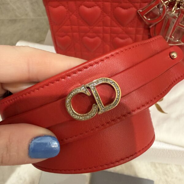 Christian Dior Lambskin Cannage Dioramour Heart Small Lady Dior Red