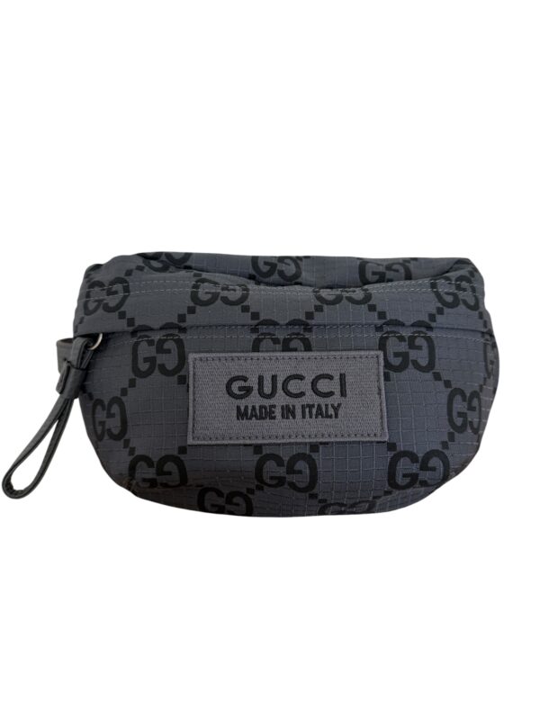 Gucci Recycled Polyester Monogram Jumbo GG Belt Bag Black / Grey