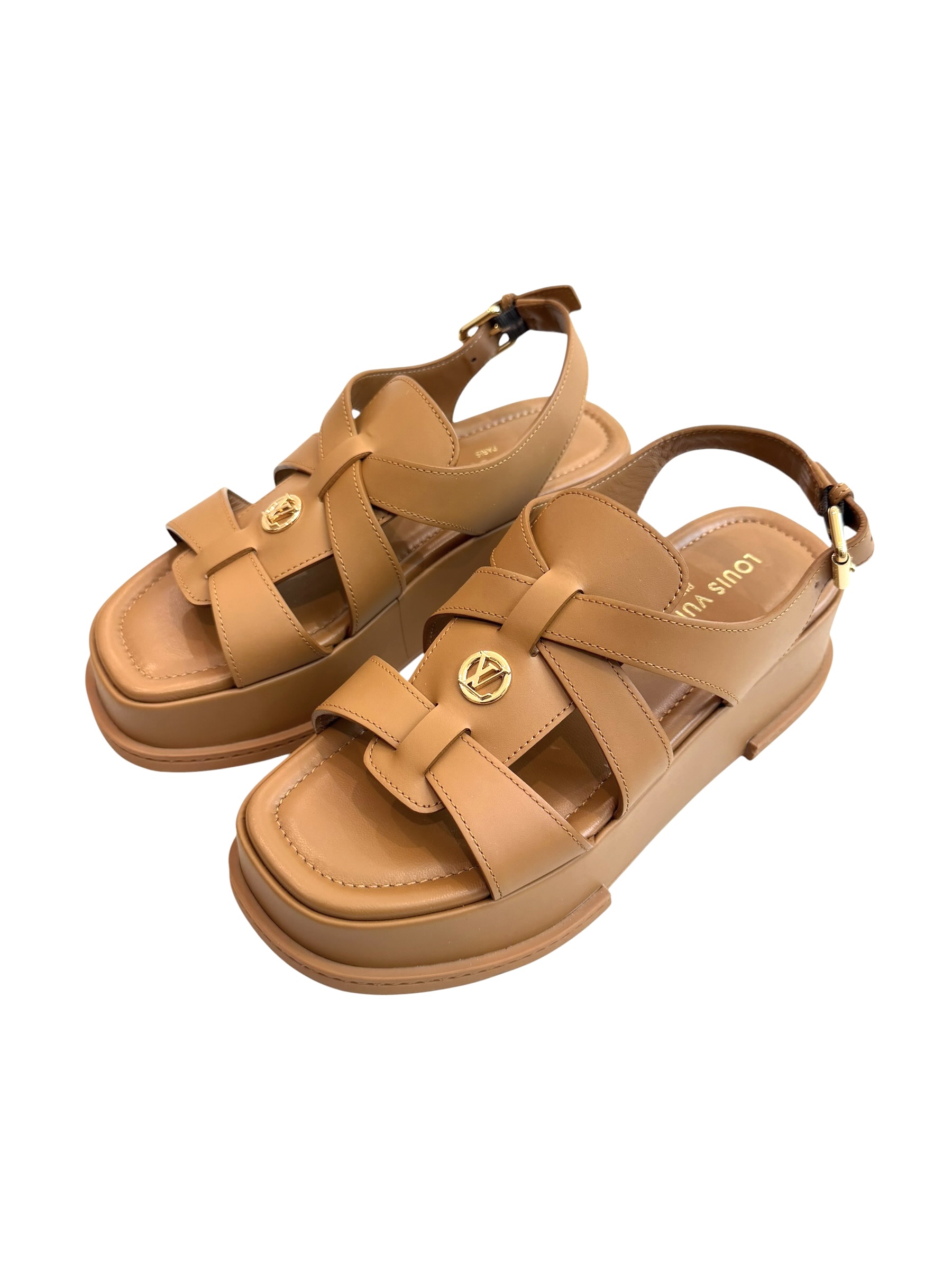 Louis Vuitton Maya Flatform Calfskin Slingback Sandals Women's Size:| IT 39