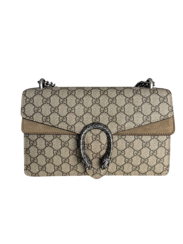 Gucci GG Supreme Monogram Small Dionysus Shoulder Bag Taupe