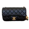 Chanel Lambskin Quilted Mini Rectangular Pearl Crush Flap Black