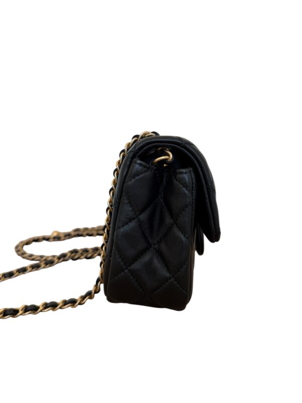 Chanel Lambskin Quilted Mini Rectangular Pearl Crush Flap Black