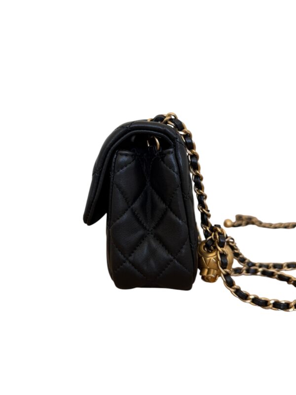 Chanel Lambskin Quilted Mini Rectangular Pearl Crush Flap Black
