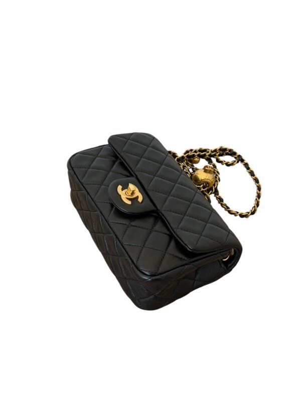 Chanel Lambskin Quilted Mini Rectangular Pearl Crush Flap Black