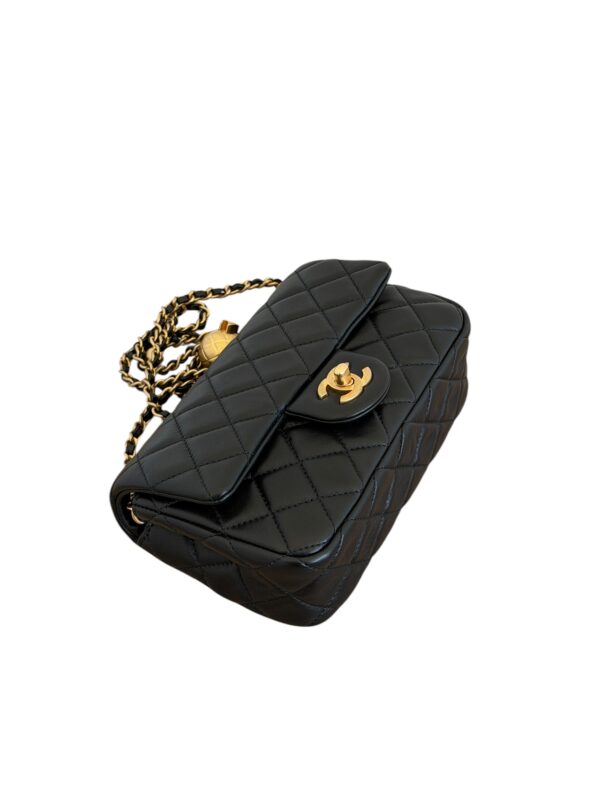 Chanel Lambskin Quilted Mini Rectangular Pearl Crush Flap Black