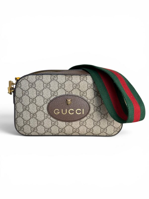 Gucci GG Supreme Monogram Neo Vintage Web Shoulder Bag Brown Yellow