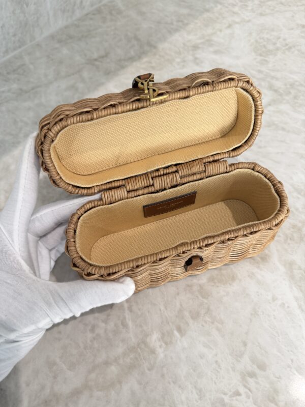 Saint Laurent (YSL) Gaby Top Handle Vanity Bag Wicker with Leather