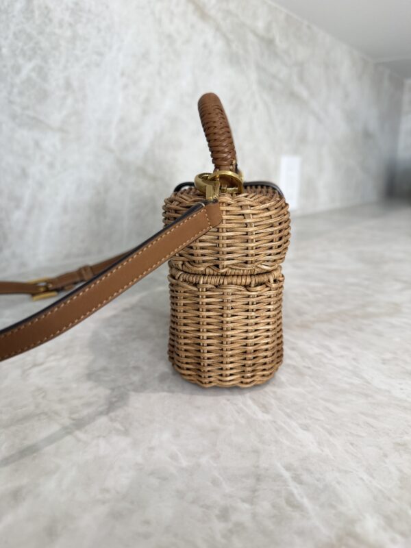 Saint Laurent (YSL) Gaby Top Handle Vanity Bag Wicker with Leather