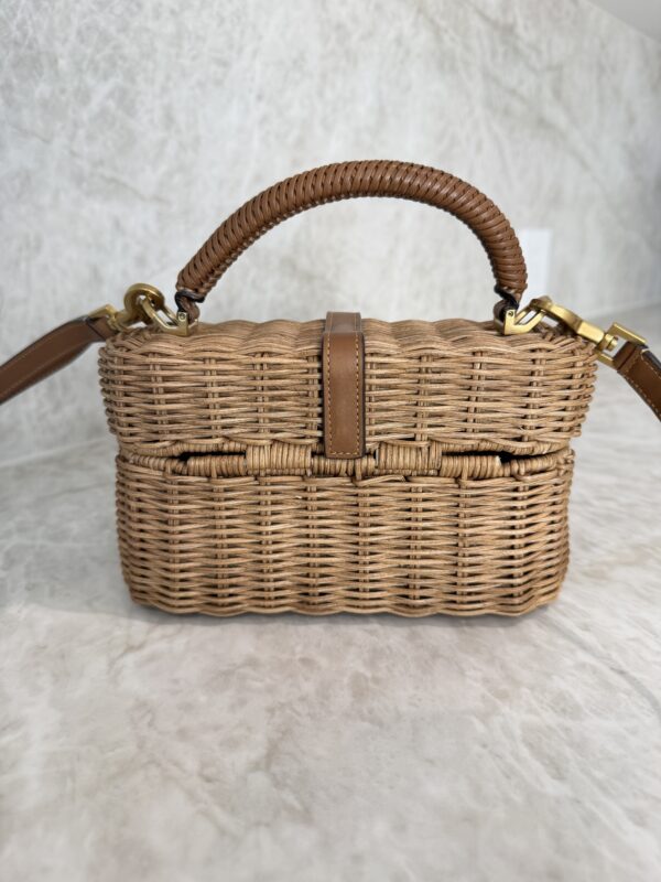 Saint Laurent (YSL) Gaby Top Handle Vanity Bag Wicker with Leather