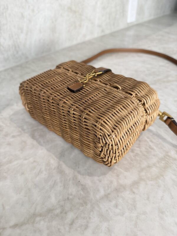 Saint Laurent (YSL) Gaby Top Handle Vanity Bag Wicker with Leather